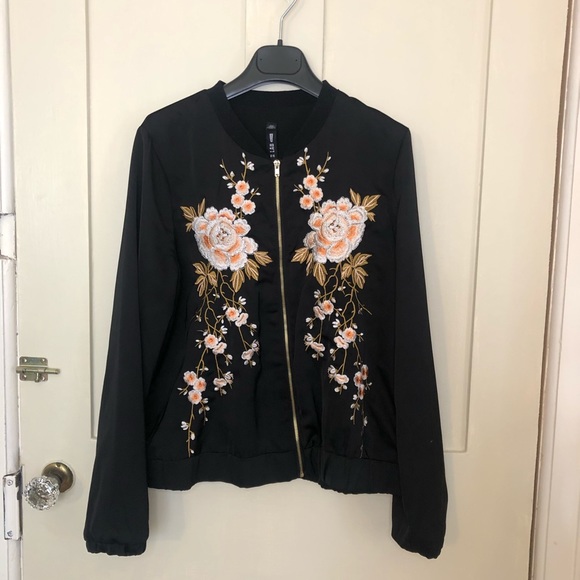 Embroidered satin bomber jacket - Picture 1 of 3